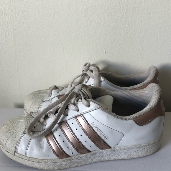 Adidas Rose Gold & White Superstar Sneakers - Picture 5 of 9